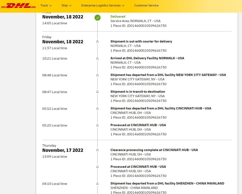 Expédition DHL de Shenzhen aux États-Unis
