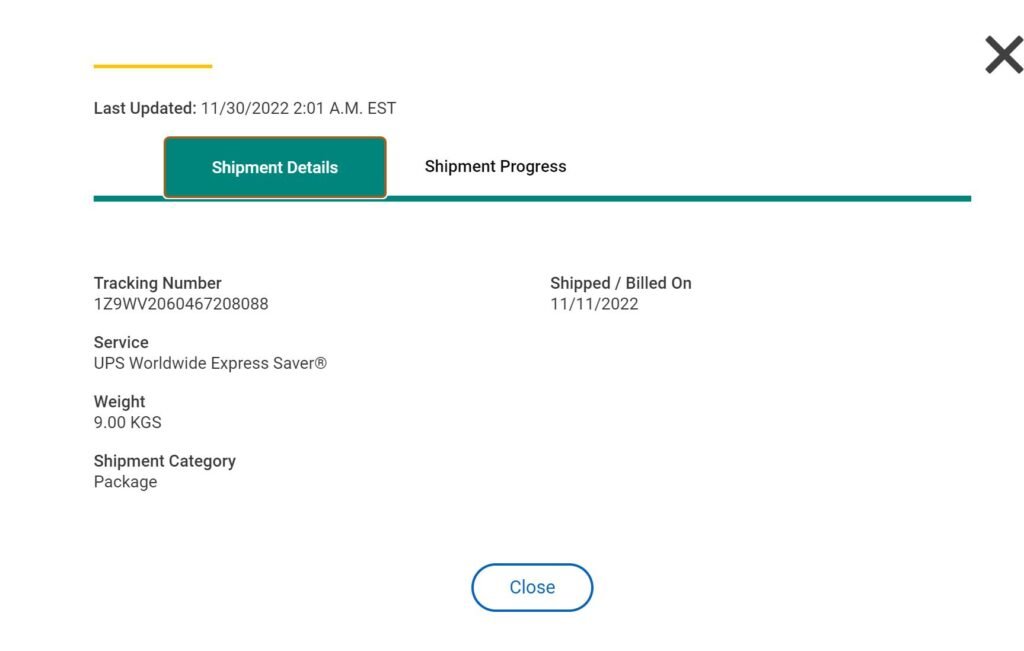 تفاصيل شحنة UPS