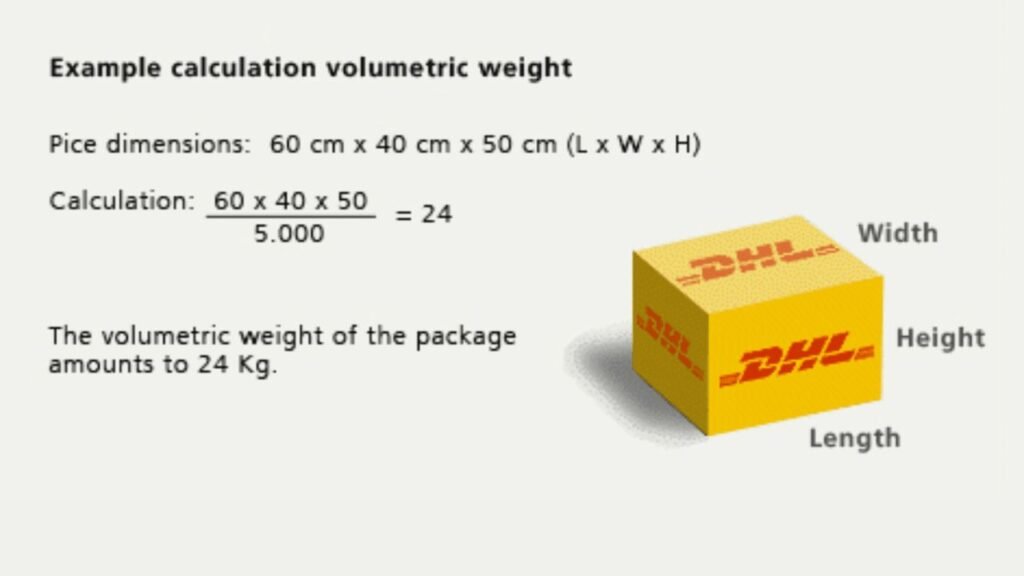 صيغة حساب الوزن الخاضع للشحنات من DHL